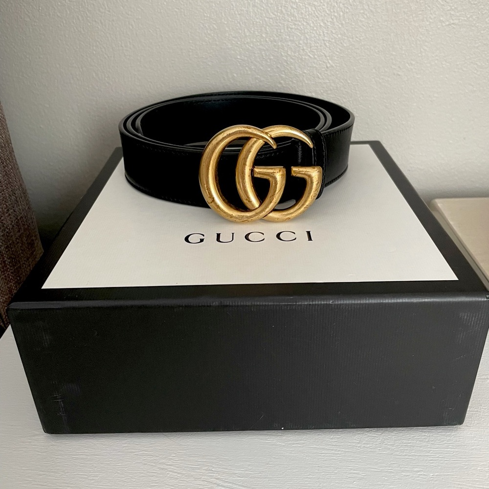 Gucci Leather Belt with Double G Buckle